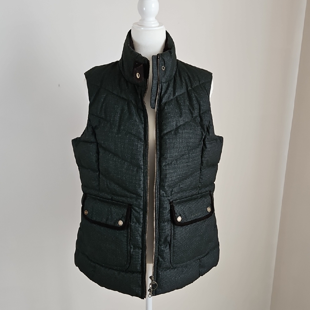 Barbour Quilted Whernside Gilet Puffer Vest Zip Green Check Corduroy Trim M Fit